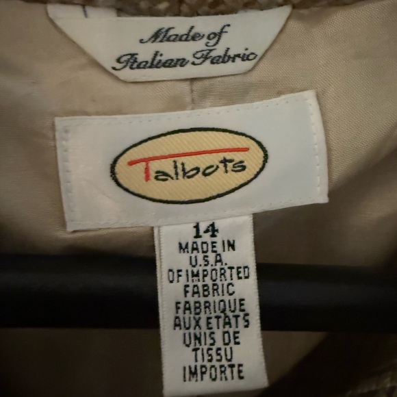 Talbots Italian Fabric Neutral Tweed Blazer 14 Academia Old Money Quiet Luxury - Picture 3 of 6
